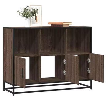 Eiken Dressoir Modern –MDF en Metaal Opbergkast 100×35×76 cm, Verzenden, Nieuw