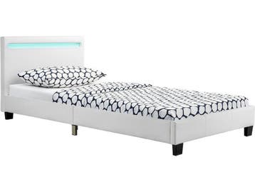 Juskys Verona - Gestoffeerd Bed - LED Verlichting - Wit - 90, Huis en Inrichting, Verzenden, Nieuw