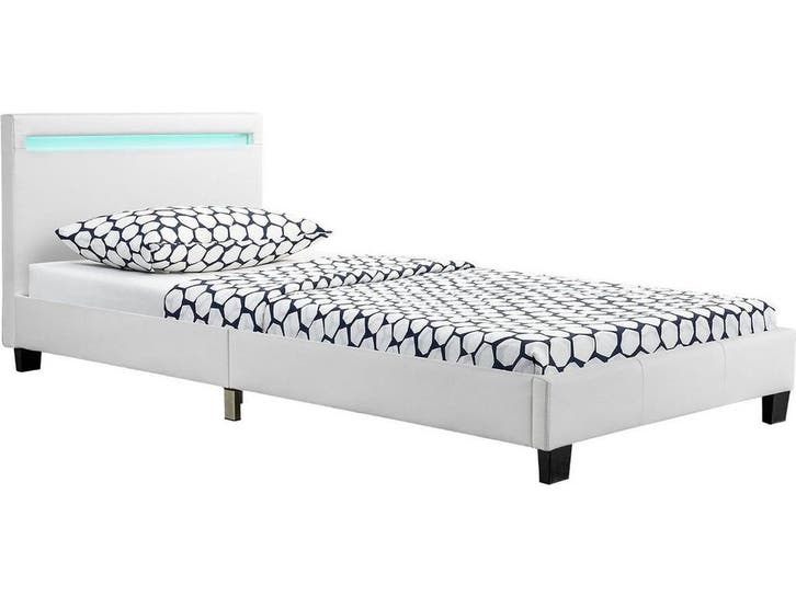 Juskys Verona - Gestoffeerd Bed - LED Verlichting - Wit - 90, Huis en Inrichting, Overige Huis en Inrichting, Nieuw, Verzenden
