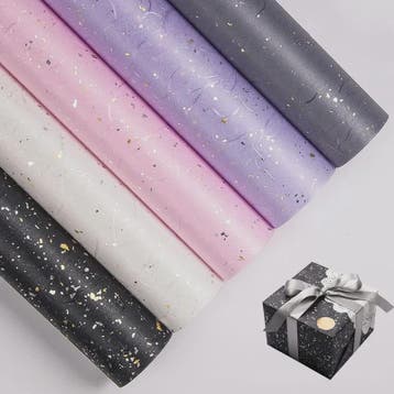 Luxe Geschenkpapier Set - 6 Kleuren met Goud & Zilver Sprink, Verzenden, Nieuw