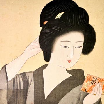 Japanse Bijin-ga hangende rol Vrouw na bad door Shuko –