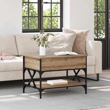vidaXL Salontafel Artisan Eiken 70x50x50cm Bewerkt hout, Huis en Inrichting, Tafels | Salontafels, 50 tot 100 cm, Verzenden, Vierkant