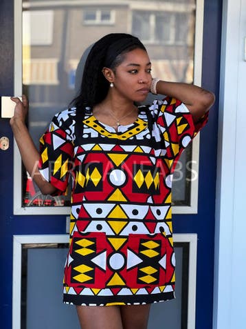 Rode Samakaka Dashiki Shirt / Dashiki Jurk - Afrikaans shirt, Ophalen of Verzenden, Nieuw