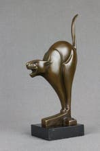 sculptuur, Frightened Cat - 26 cm - Gepatineerd brons, Antiek en Kunst