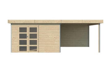 Woodlands Blokhut Misaka met Overkapping en Aluminium, Tuin en Terras, Tuinhuizen, Nieuw