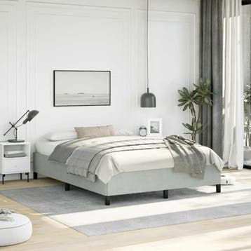 vidaXL Bedframe zonder matras lichtgrijs 137x190 cm volledig, Verzenden, Nieuw, Tweepersoons, Stof