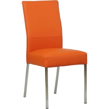 Leren eetkamerstoel Real - Toledo Orange (oranje) - Poten, Huis en Inrichting, Overige kleuren, Nieuw, Ophalen of Verzenden, Industrieel, Modern