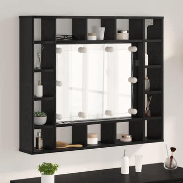 vidaXL Spiegelkast Zwart Eiken 91 x 15 x 76,5 cm Bewerkt, Verzenden, Nieuw