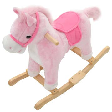 vidaXL Hobbeldier paard 65x32x58 cm pluche roze, Verzenden, Nieuw