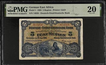 Duits Oost-Afrika. - 5 Rupien - 1905 - Pick 1 (Zonder