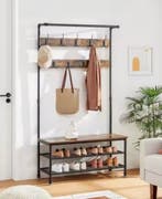 Industriële Kapstok met Zitbank – Vintage bruin en Zwart, Huis en Inrichting, Woonaccessoires | Kapstokken, Verzenden, Nieuw, Staande kapstok