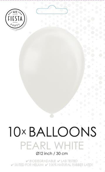 10x Ballonnen Parelmoet wit, Verzenden, Nieuw, Versiering, Verjaardag
