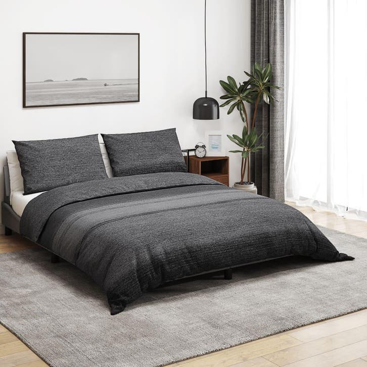 vidaXL Dekbedovertrekset 200x200 cm katoen donkergrijs, Huis en Inrichting, Slaapkamer | Beddengoed, Grijs, Nieuw, Verzenden