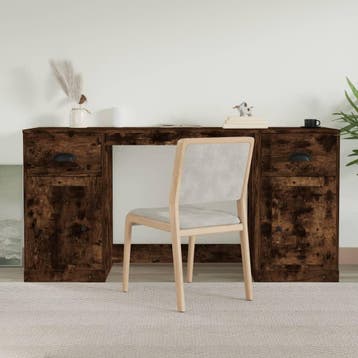 vidaXL Bureau met kast bewerkt hout gerookt eikenkleurig, Verzenden, Nieuw