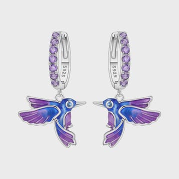 Exquise 925 Sterling Zilveren Oorbellen: Kolibrie & Papegaai