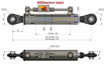 Hydraulische Topstang Cat 1-1 (410 - 570 mm) - SPH320031, Ophalen of Verzenden, Nieuw