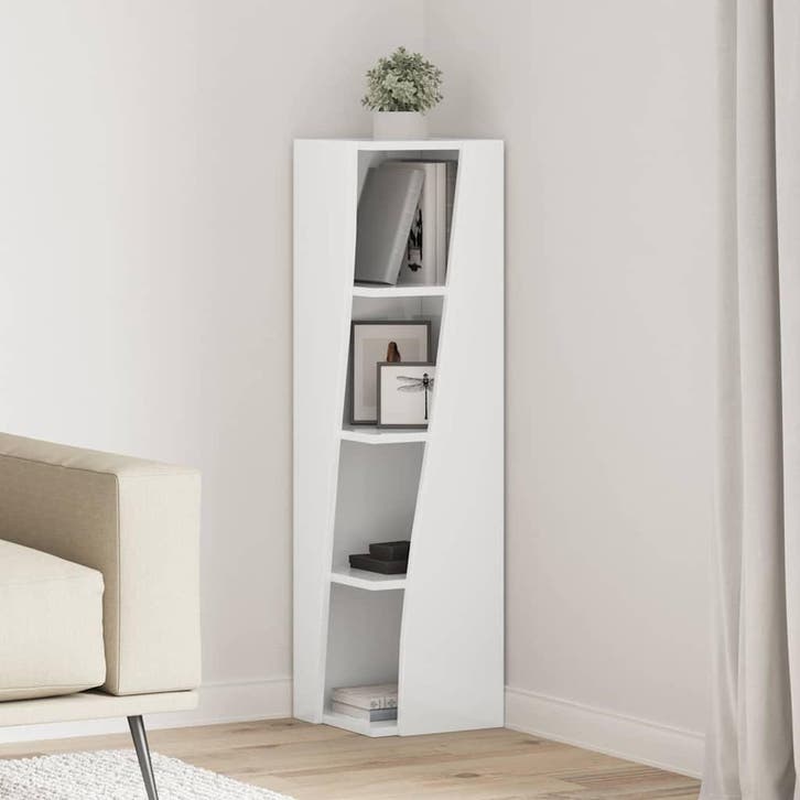 vidaXL Hoekkast Hoogglans wit 27,5x27x102cm Bewerkt hout, Huis en Inrichting, Kasten | Overige, Nieuw, Verzenden