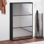 vidaXL Schoenenkast met spiegel 3-laags zwart 63x17x102,5 cm, Verzenden, Nieuw