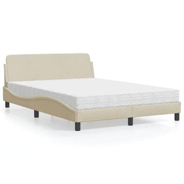vidaXL Bed met matras Dover stof crèmekleurig 120x200 cm, Verzenden, Nieuw, Twijfelaar, 120 cm