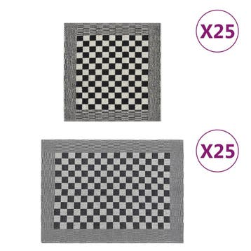 vidaXL 50-delige Keukendoekenset katoen zwart en wit, Verzenden, Nieuw