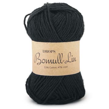 DROPS Bomull-Lin Uni Colour - 16 zwart - Katoen/Linnen Gar, Ophalen of Verzenden, Nieuw