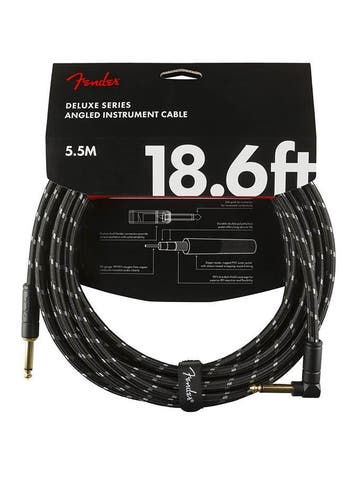 Fender Deluxe Series instrument kabel haaks 5.5m tweed zwart, Verzenden, Nieuw