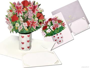 Grote Bos Bloemen in Vaas - Lelies Anjers Margrieten Roze..., Verzenden, Nieuw