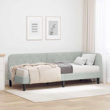 vidaXL Hoekbedframe Lichtgrijs 80 x 200 cm Fluweel, Verzenden, Nieuw, Stof