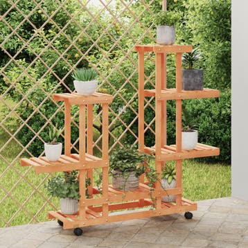 vidaXL Plantenstandaard met wielen 95x25x101 cm massief, Verzenden, Nieuw