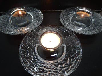 Orrefors - Lars Hellsten - Kaarsenhouder (3) - Kristal -