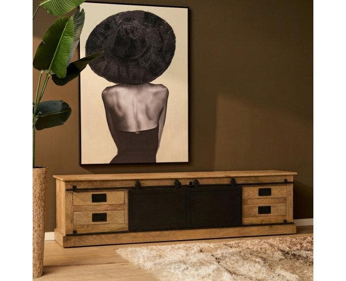 Starfurn Tv meubel Fresno Mangohout – Naturel – 200x45x50 cm, Huis en Inrichting, Kasten | Televisiemeubels, Nieuw, Ophalen of Verzenden