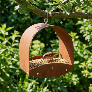 vidaXL Hangend vogelvoederhuisje weervast staal Roestkleurig, Verzenden, Nieuw