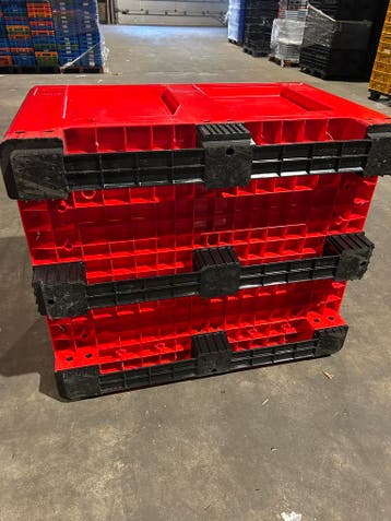 Palletboxen dicht 120x100x76 rood met 3 sledes nieuw b-keus, Nieuw