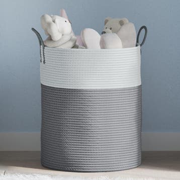 vidaXL Opbergmand Ø 38x46 cm katoen grijs en wit, Verzenden, Nieuw