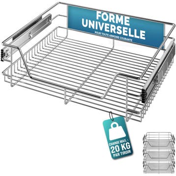 Keukenlade Set van 3 Metaal 60cm Telescopisch (Voor in Huis), Verzenden, Nieuw