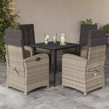 vidaXL 5-delige Tuinset met kussens poly rattan lichtgrijs, Tuin en Terras, Verzenden, Nieuw, 4 zitplaatsen, Tuinset