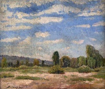 Szlányi Lajos (1869-1949) - Landscape with Trees under a