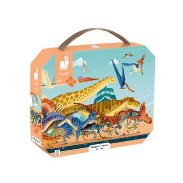 Janod puzzel - Panorama Dino - 100  van €20,99 voor €18,94, Ophalen of Verzenden, Nieuw