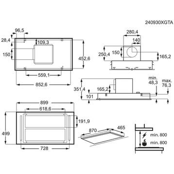 AEG NDC7791SW Plafondafzuigkap – 90 cm, Witgoed en Apparatuur, Afzuigkappen, Verzenden, Nieuw