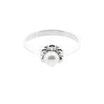 Witgouden ring met parel, Gebruikt, Overige kleuren, Ophalen of Verzenden, 17 tot 18