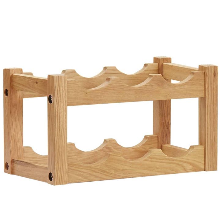 vidaXL Wijnrek voor 6 flessen 37x21x21 cm massief eikenhout, Huis en Inrichting, Woonaccessoires | Wijnrekken, Nieuw, Verzenden