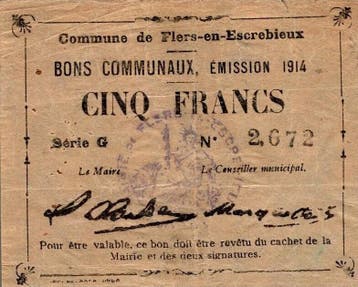 5 Francs France Komitat 59128 Flers -en-escrebieux Kommun..., Postzegels en Munten, Munten | Nederland, Verzenden