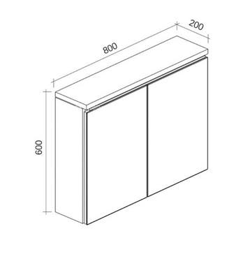 Badkamerkast Paso 80 x 20 x 60 cm Donker grijs Spiegelkast, Verzenden, Nieuw, Spiegelkast