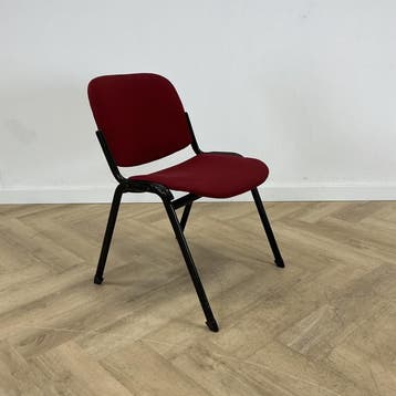 kantinestoel - stapelstoel, rood - zwart, Huis en Inrichting, Stoelen, Gebruikt, Zwart, Ophalen of Verzenden, Eén