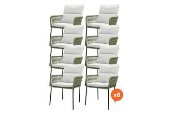 Set van 8 - Teresa dining tuinstoel Rope - Green, Tuin en Terras, Verzenden, Nieuw, Overige materialen