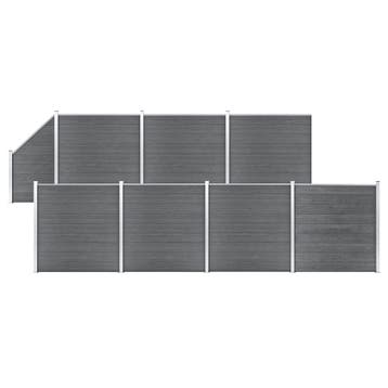 vidaXL Schuttingset 7 vierkant en 1 schuin 1311x186 cm HKC, Verzenden, Nieuw, Kunststof, 1 tot 2 meter
