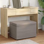 vidaXL Kruk Taupe 61 x 41 x 40 cm Stof en Geëngineerd Hout, Verzenden, Nieuw