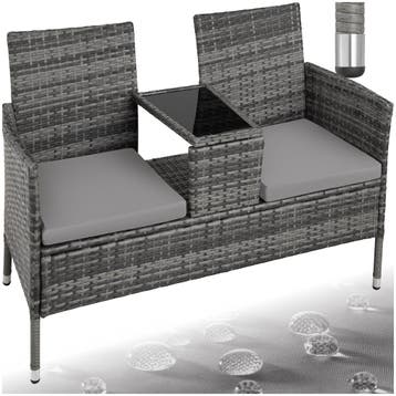 Wicker tuinbank met tafel - grijs/lichtgrijs, Verzenden, Nieuw
