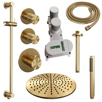 Brauer Gold Edition Thermostatische Regendoucheset Inbouw -, Ophalen of Verzenden, Nieuw