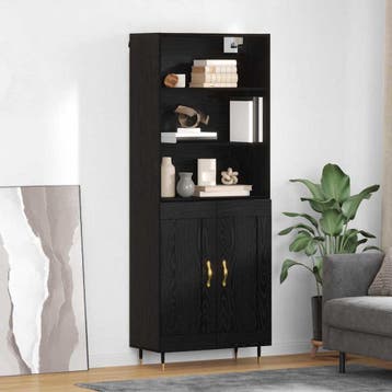 vidaXL buffetkast Zwart eiken 69,5 x 34 x 180 cm Bewerkt, Minder dan 50 cm, Verzenden, Nieuw, Minder dan 100 cm